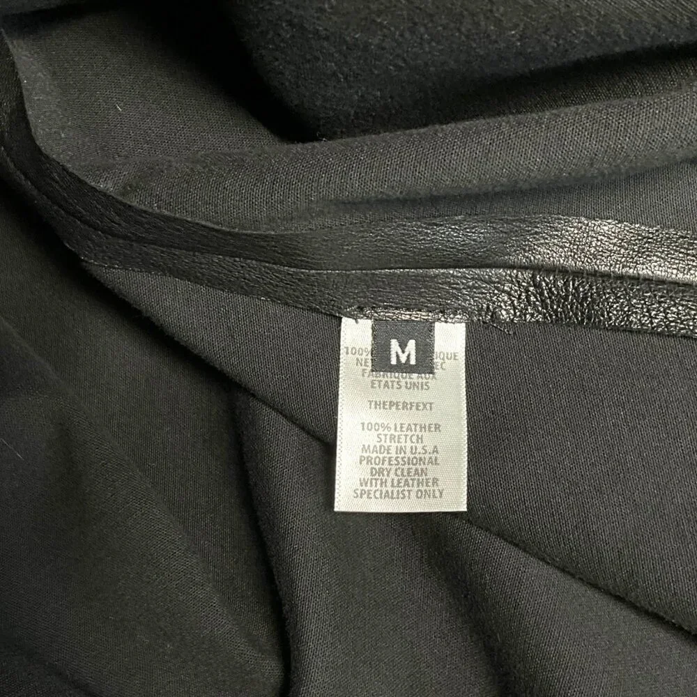 THEPERFEXT Harlem Leather Dress Black Zip Back 3/4 Sleeves Size M Medium - Picture 10 of 11
